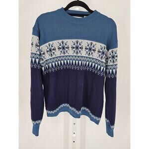 Vintage Silton California Men's Size L Sweater Aztec Apres Ski Acrylic Blue